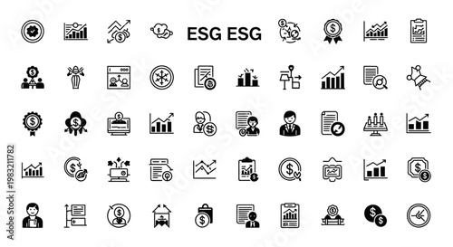 ESG icons set. Environment, Social, Governance concept