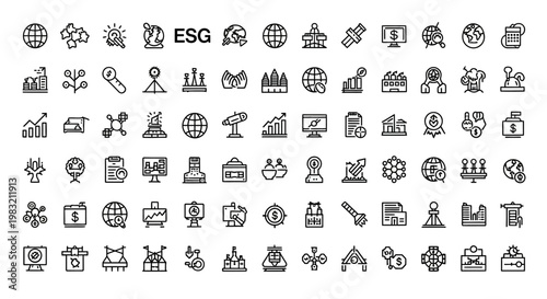 ESG icons set. Environmental, Social, Governance concept