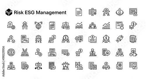 Risk ESG Management Icons Set. Environment, Social, Governance