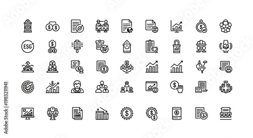 ESG icons set. Environmental, Social, Governance concept
