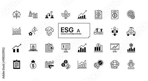ESG icons set. Environmental, Social, Governance concept