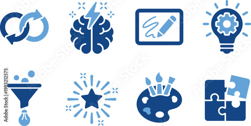 Artificial intelligence concepts icons representing innovation and technology