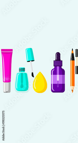 Beauty Cosmetics Collection: Makeup, Skincare, Nail Polish, Dropper Bottle