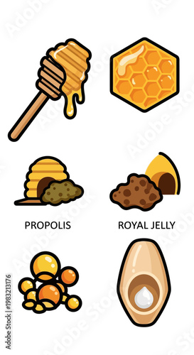 Bee Products Collection: Honey, Honeycomb, Propolis, Royal Jelly, Pollen, Beehive