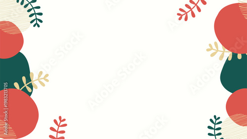 Abstract art background with colorful shapes and leaves