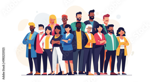 Diverse Group of Professionals Standing Together Confidently.