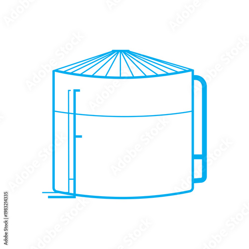 Open Drains Tank and Treatment Icon – Oil and Gas Wastewater System, Industrial Drainage Tank Vector