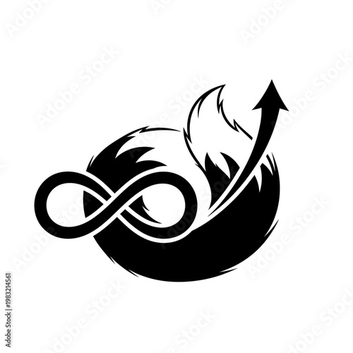 Infinity Fox Tail Logo with Upward Arrow - Symbol of Growth and Endless Possibilities