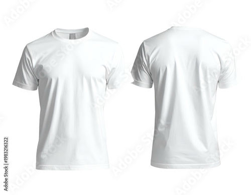 Blank white crew neck short sleeve t-shirts, front and back view