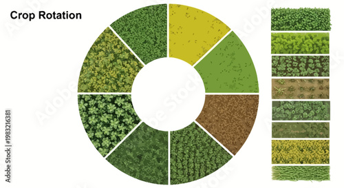 Crop Rotation Circle Diagram with Diverse Greenery and Soil Samples