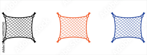 Professional Fishing Net Icon Set for Seafood Industry and Maritime Equipment Vector Illustration.