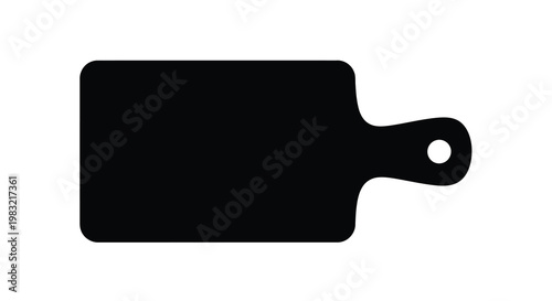 Simple black silhouette of a wooden cutting board with a handle
