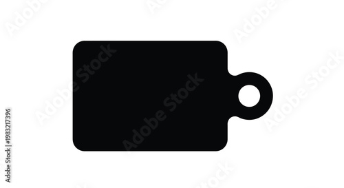 Simple black silhouette of a rectangular cutting board with a handle