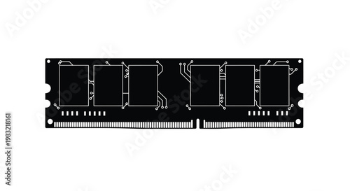 A silhouetted image of a computer ram module on a white background