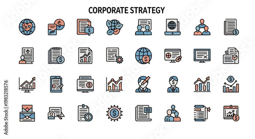 Corporate Strategy Icons Set, Business Planning