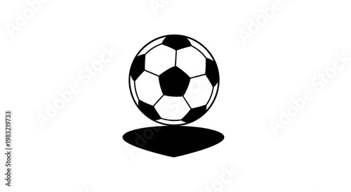 Classic Soccer Ball Silhouette with Shadow on White Background