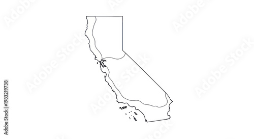 California State Outline Map with Major Cities and Waterways