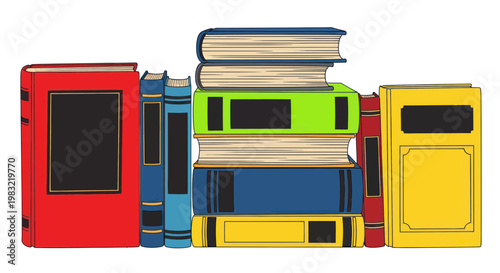 Colorful Stacked Books - Collection of Hardcover Books