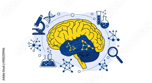 Human Brain Research and Science Concept Illustration