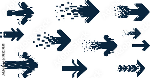 Transformations of arrows through pixelation and fragmentation processes