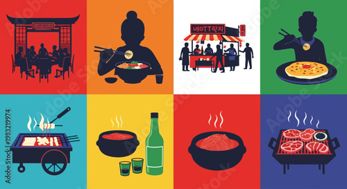 Korean Food Collage: Traditional Cuisine, Street Food, and Dining Experience
