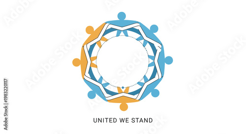 United We Stand, Diversity Unity Logo, People Joining Hands, Vector Icon
