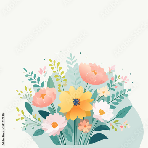 Minimalistischer Blumenstrauß mit viel Copy Space