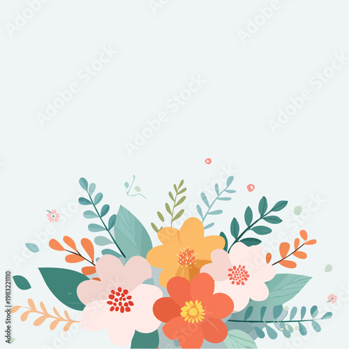 Minimalistischer Blumenstrauß mit viel Copy Space