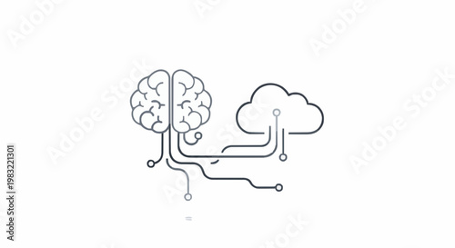 Digital brain connected to cloud for artificial intelligence and data processing concepts