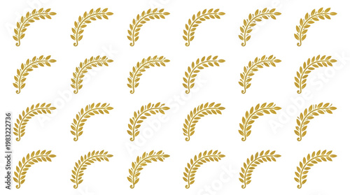 Golden wheat ears pattern on white background, seamless agricultural motif for harvest, farming, and food industry design