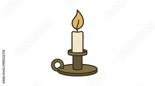 Lit candle in a brass candlestick