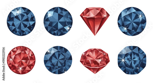 Collection of Blue and Red Gemstones, Diamonds, Jewels, Luxury, Sparkle