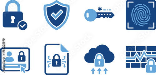 Security icons set digital protection and data privacy concepts