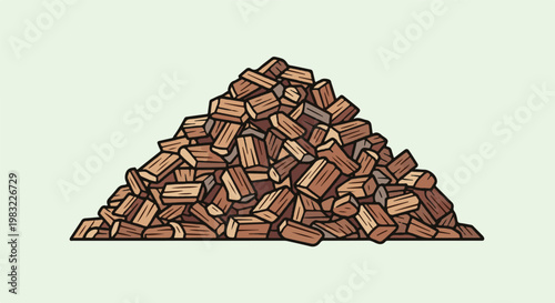 A large pile of chopped firewood, stacked high against a pale green background