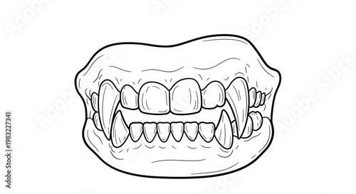 Fierce Fangs and Teeth Illustration - Scary Monster Mouth Outline