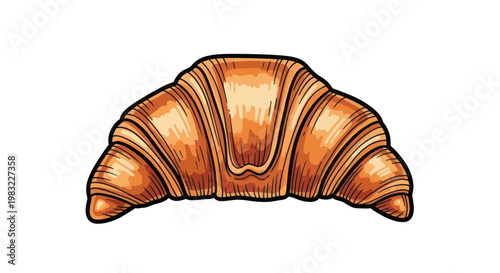 Golden Croissant Pastry Illustration