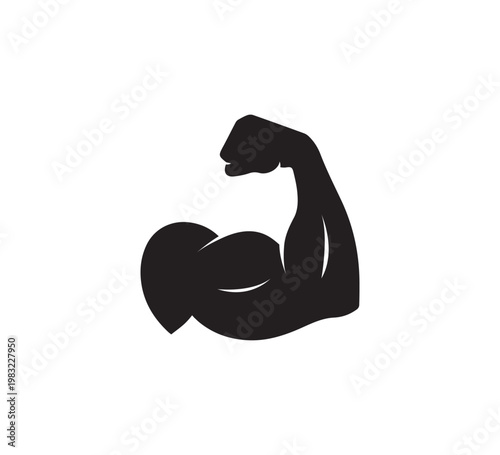 Simple Arm Power Black Silhouette Bicep Logo Vector