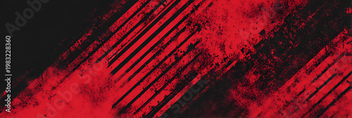 Abstract Red and Black Plaid Pattern with Diagonal Lines and Grunge Texture.