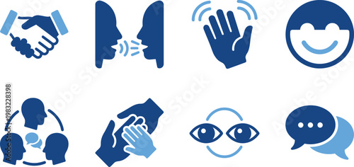 Communication and interaction icons diverse methods of connection
