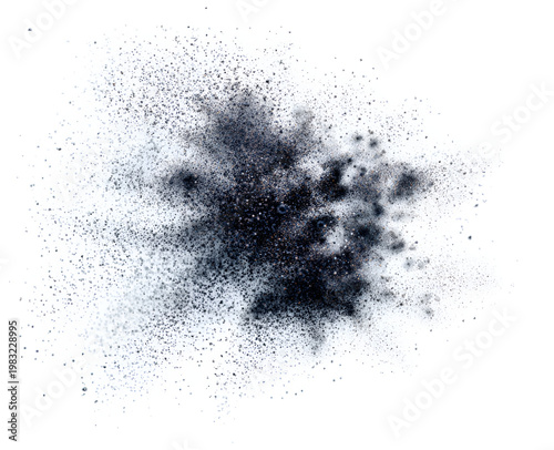Abstract Black Ink Splatter on White Background.