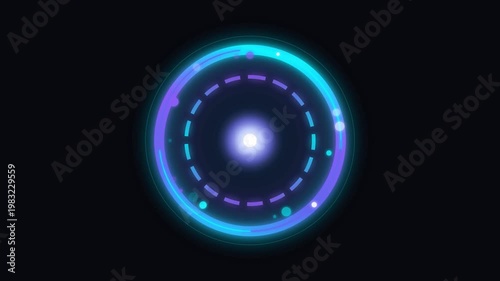 4K Futuristic Blue HUD Circular Loading Interface Element