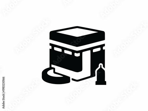 Kaaba Icon Illustration Islamic Pilgrimage Hajj and Umrah Symbol