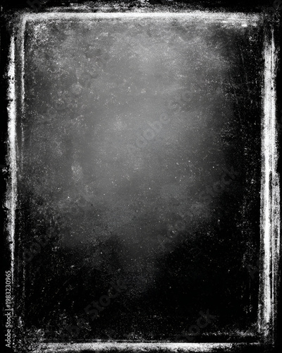 Grungy Black and White Textured Background with Distressed Frame.