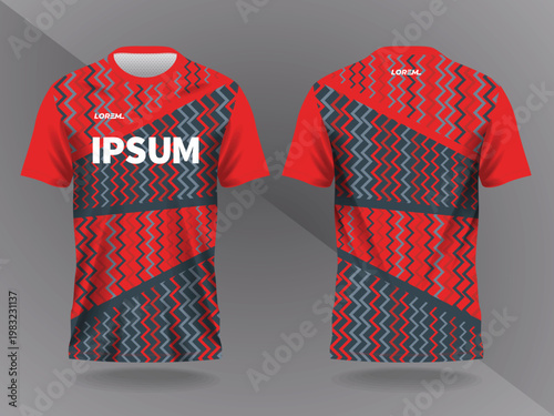 dark red and black abstract background and pattern for sport jersey design and mock up. front and back view template