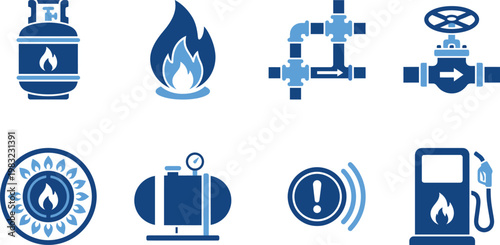 Gas and fuel industry icons a collection of energy related symbols