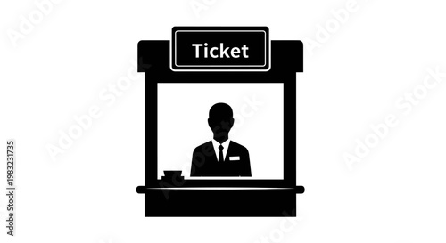Man in suit sells ticket at booth in city