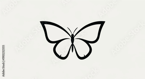 Simple black line art butterfly with large wings against white background