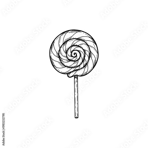 Swirl lollipop candy sketch icon vector hand drawn sweet sugary treat on stick.