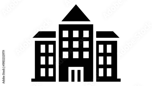 School building icon, vector illustration of an educational institution or university building