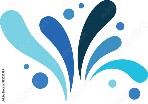 A colorful illustration of blue water splashes on a white background, conveying a sense of freshness and energy.